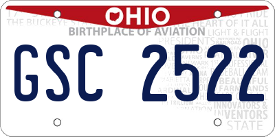 OH license plate GSC2522