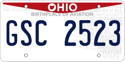 OH license plate GSC2523