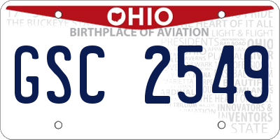 OH license plate GSC2549