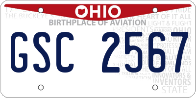 OH license plate GSC2567