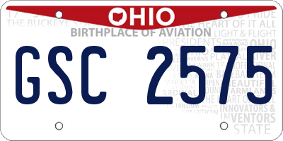 OH license plate GSC2575