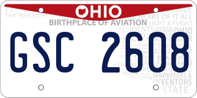 OH license plate GSC2608