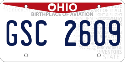 OH license plate GSC2609