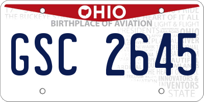 OH license plate GSC2645