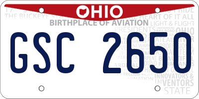 OH license plate GSC2650