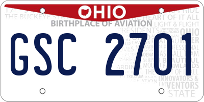 OH license plate GSC2701