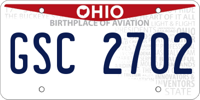 OH license plate GSC2702