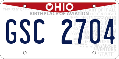 OH license plate GSC2704