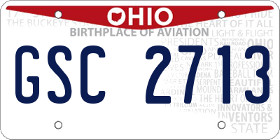 OH license plate GSC2713