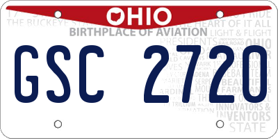 OH license plate GSC2720