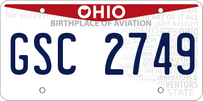 OH license plate GSC2749