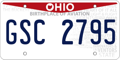 OH license plate GSC2795