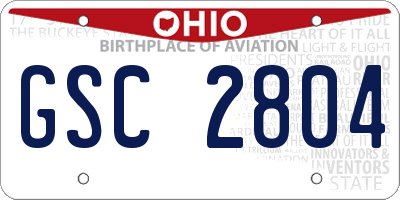 OH license plate GSC2804