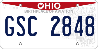 OH license plate GSC2848