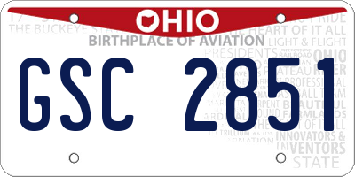 OH license plate GSC2851