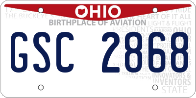 OH license plate GSC2868