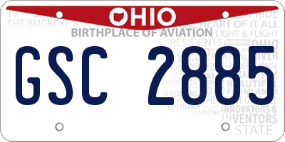 OH license plate GSC2885