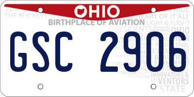 OH license plate GSC2906