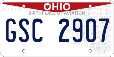 OH license plate GSC2907