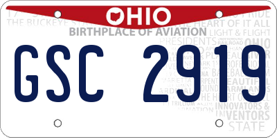 OH license plate GSC2919