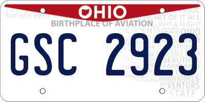 OH license plate GSC2923
