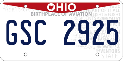 OH license plate GSC2925