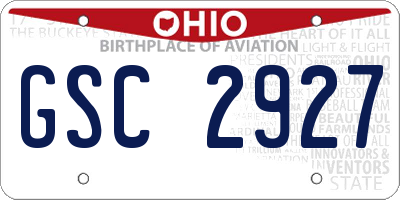 OH license plate GSC2927