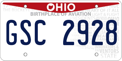 OH license plate GSC2928