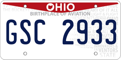 OH license plate GSC2933