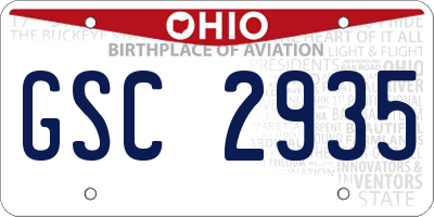 OH license plate GSC2935