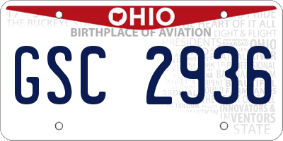 OH license plate GSC2936