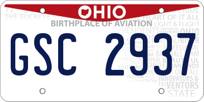 OH license plate GSC2937