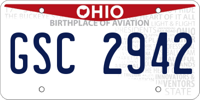 OH license plate GSC2942