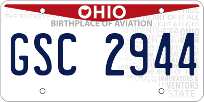 OH license plate GSC2944