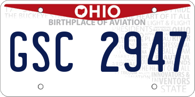 OH license plate GSC2947