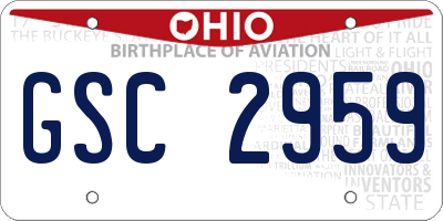 OH license plate GSC2959