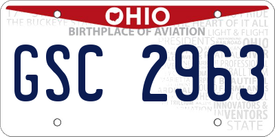 OH license plate GSC2963