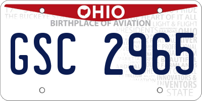 OH license plate GSC2965