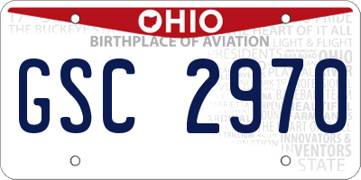 OH license plate GSC2970