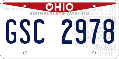 OH license plate GSC2978