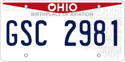 OH license plate GSC2981