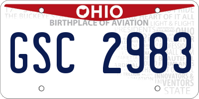 OH license plate GSC2983