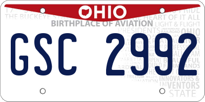 OH license plate GSC2992