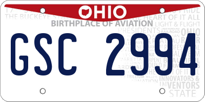 OH license plate GSC2994