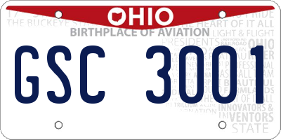 OH license plate GSC3001