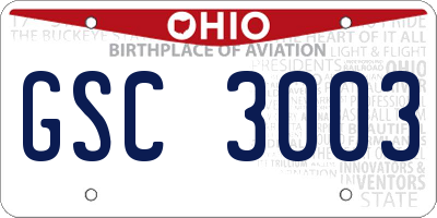 OH license plate GSC3003