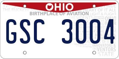 OH license plate GSC3004