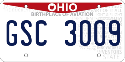 OH license plate GSC3009