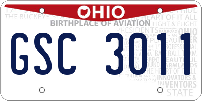 OH license plate GSC3011