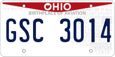 OH license plate GSC3014